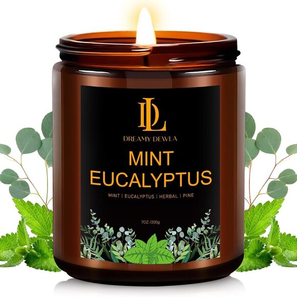 Mint Eucalyptus Candles, Mint Eucalyptus Scented Candle, Candle Gifts for Women - Picture 1 of 6